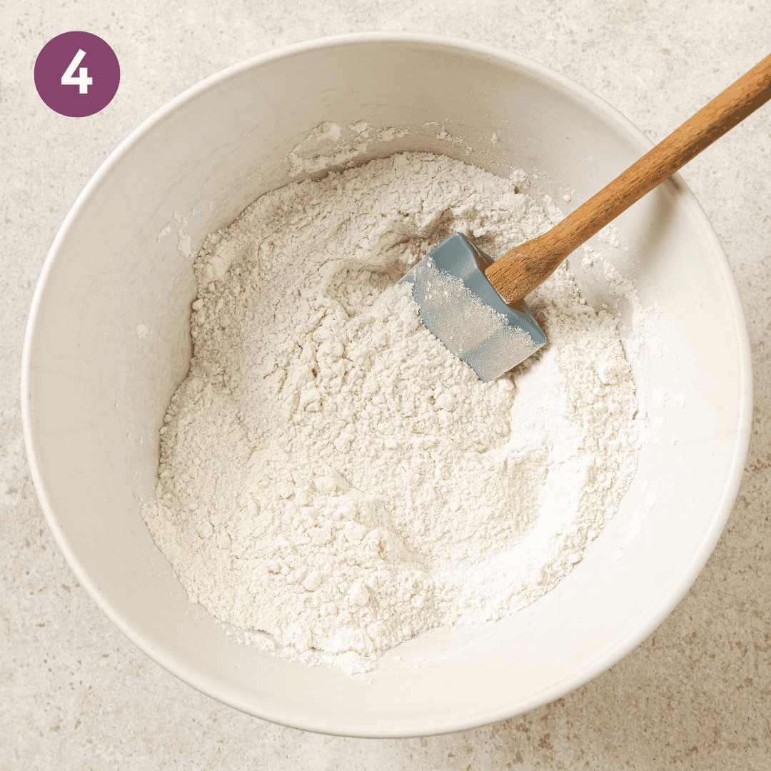 Whisked dry ingredients in mixing bowl.