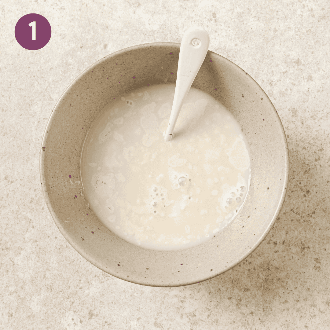 Vinegar and soy milk in a bowl.