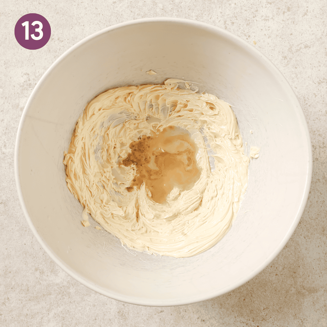 Vanilla added to butter in bowl.