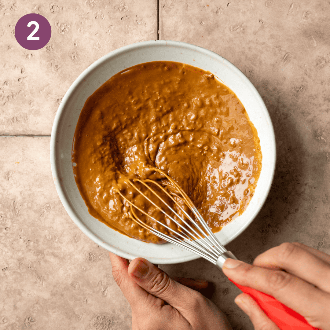 mixed seame sauce in a bowl.