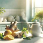 making ginger lemon tea with fresh ingredients