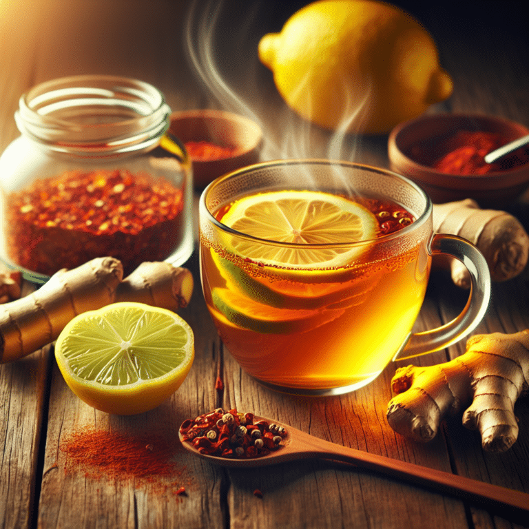 spicy ginger lemon tea with cayenne pepper