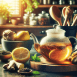 making ginger lemon tea with fresh ingredients