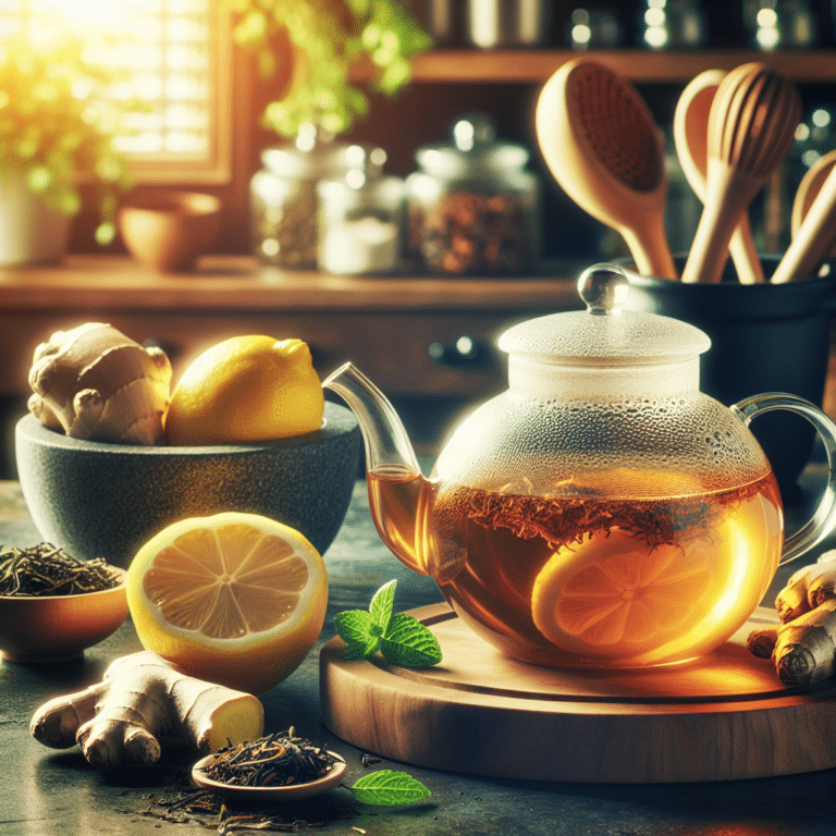making ginger lemon tea with fresh ingredients