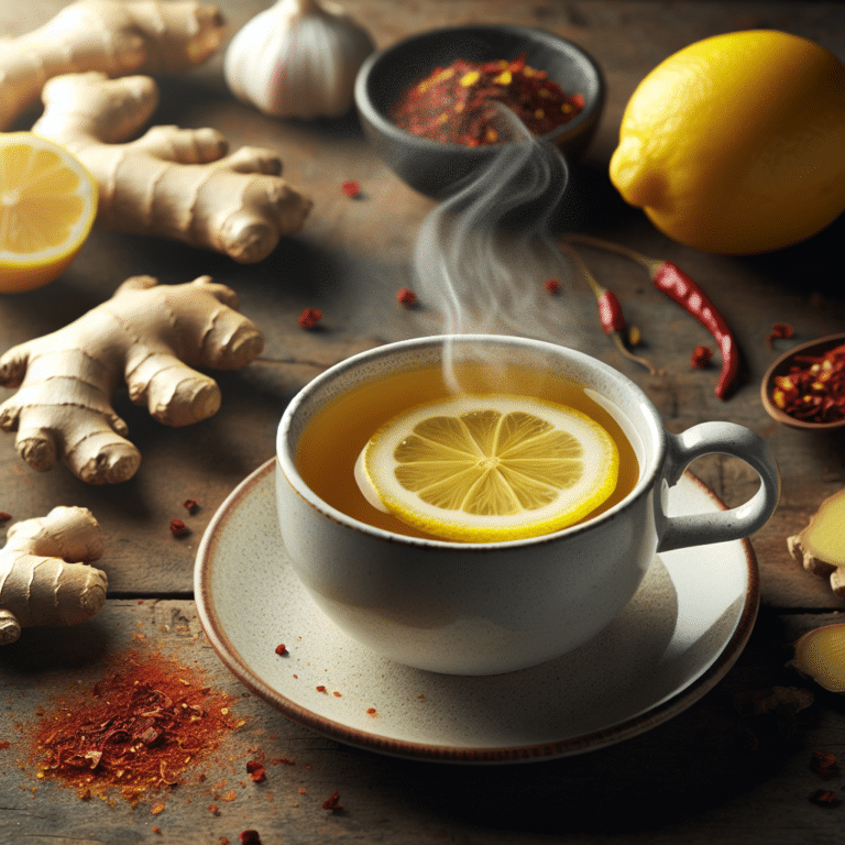 spicy ginger lemon tea with cayenne pepper